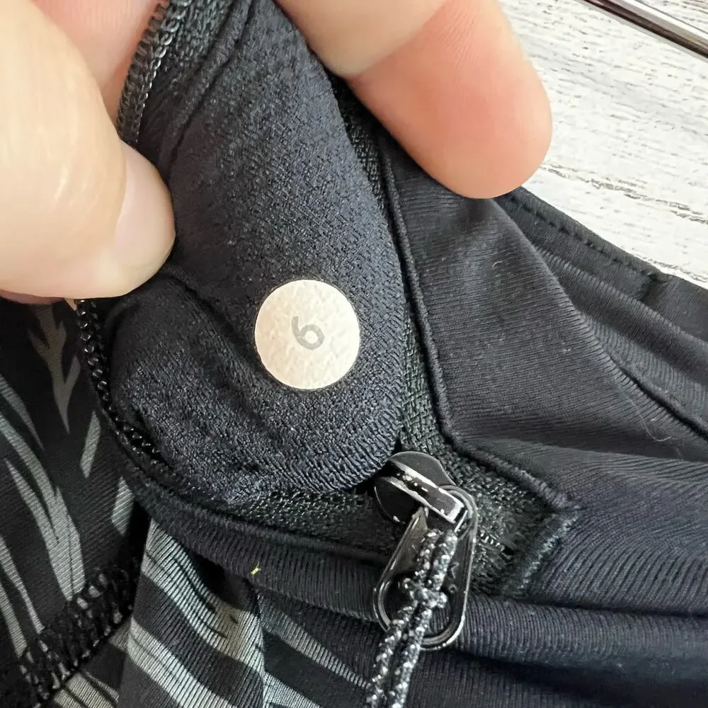 Lululemon Black and Gray Cropped Thigh Pocket‎ Leggings Size 6